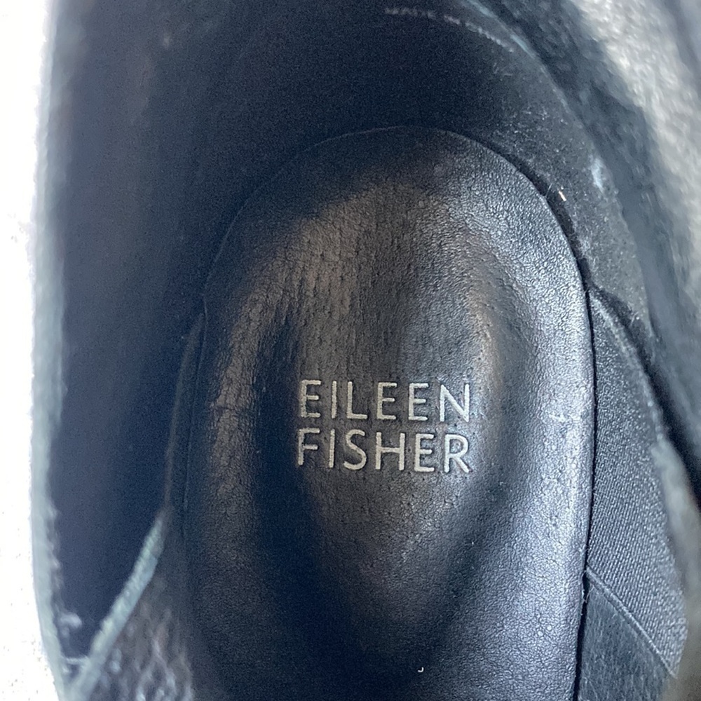 Eileen Fisher Black Suede Leather Ankle Boots Slip On Size 8.5 - Picture 6 of 9
